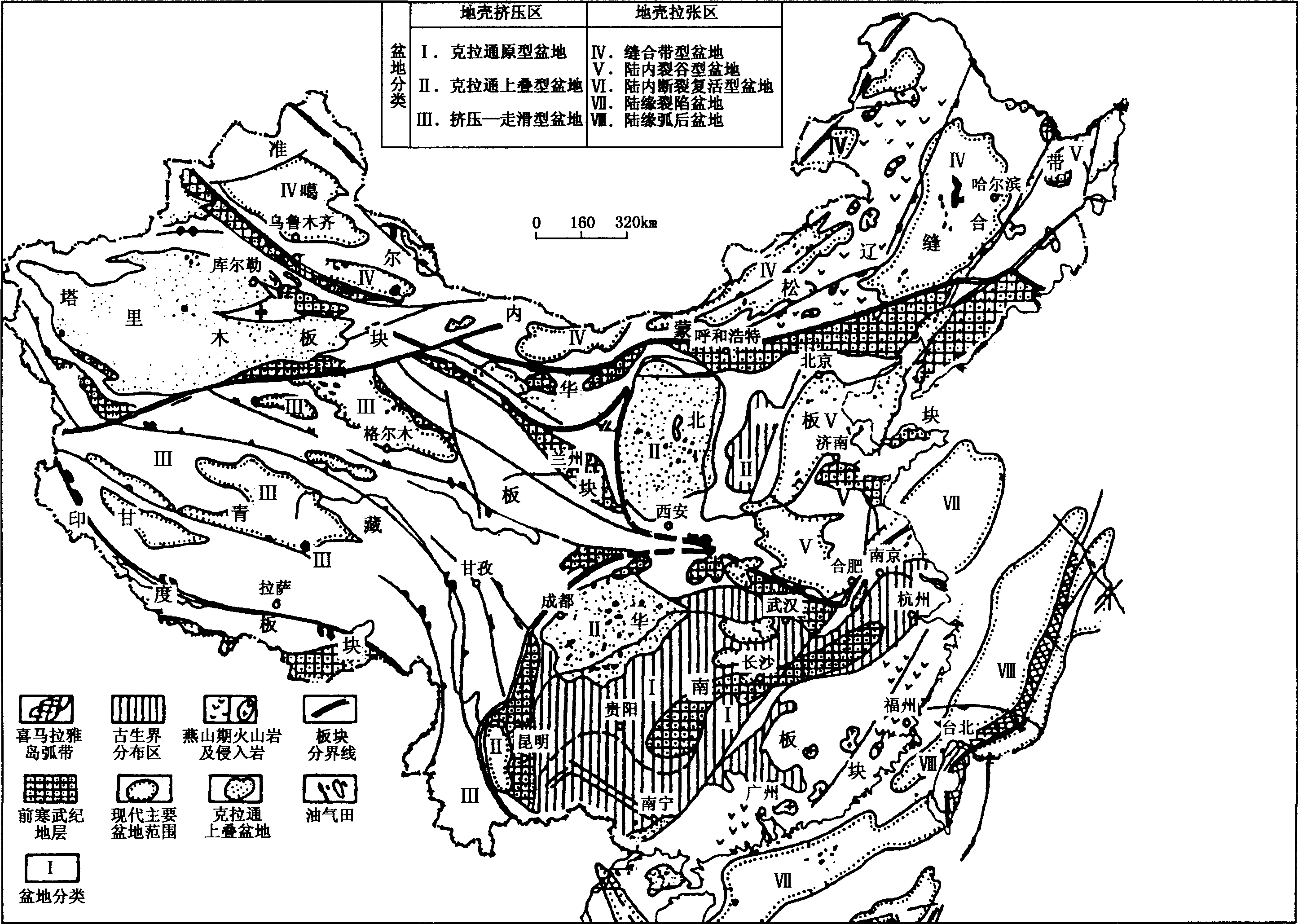 圖1—3 中國板塊構(gòu)造盆地分類