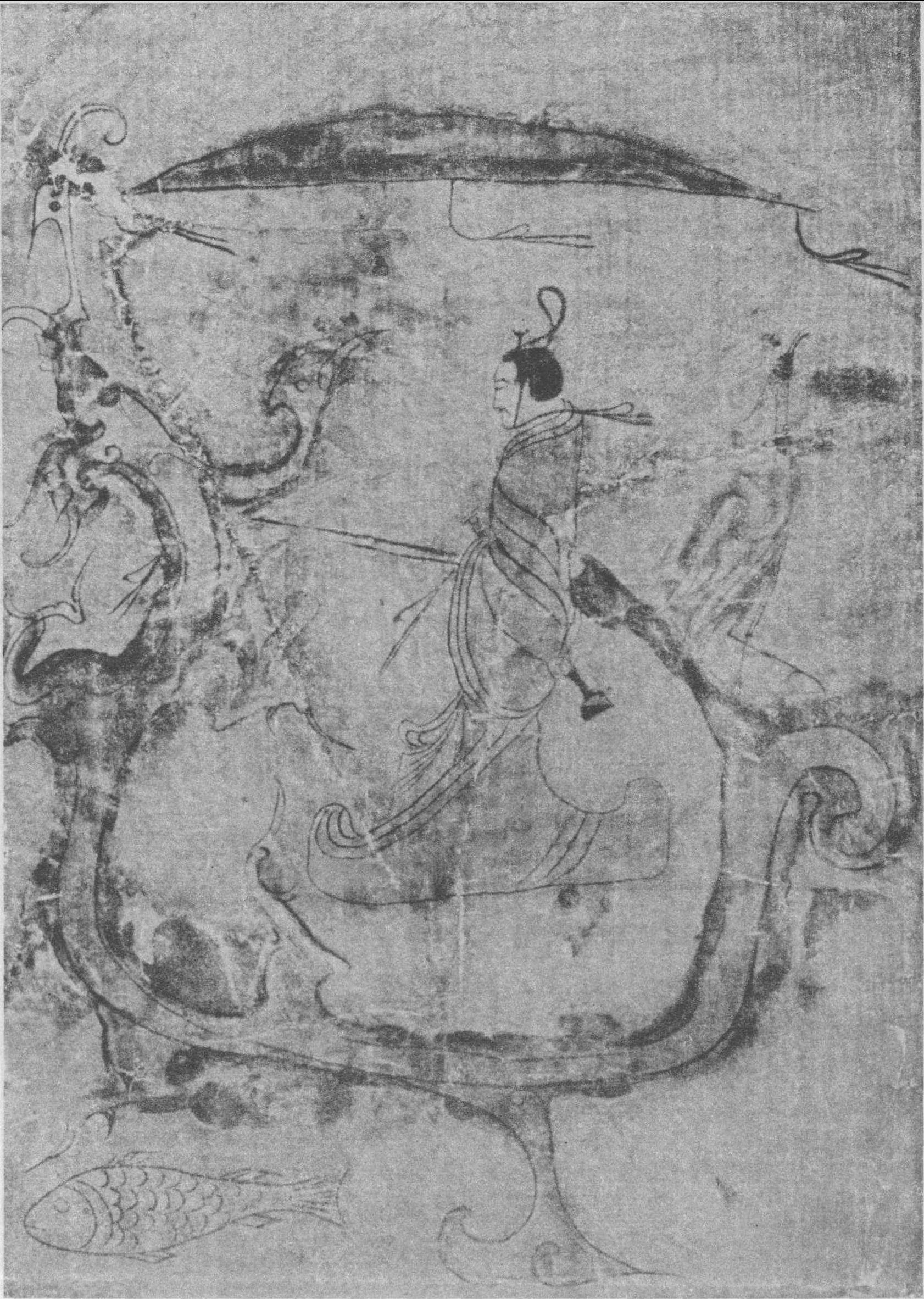 2.戰(zhàn)國(guó)·楚《人物馭龍》帛畫