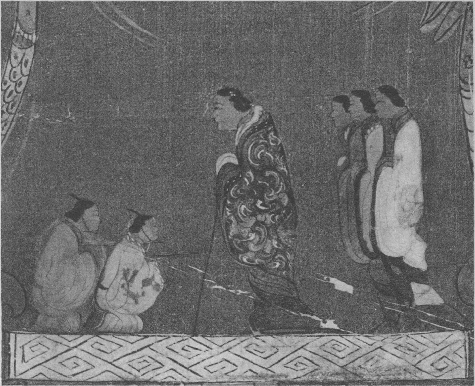 3.西漢·馬王堆一號(hào)漢墓T形帛畫(部分《女墓主與侍從》)