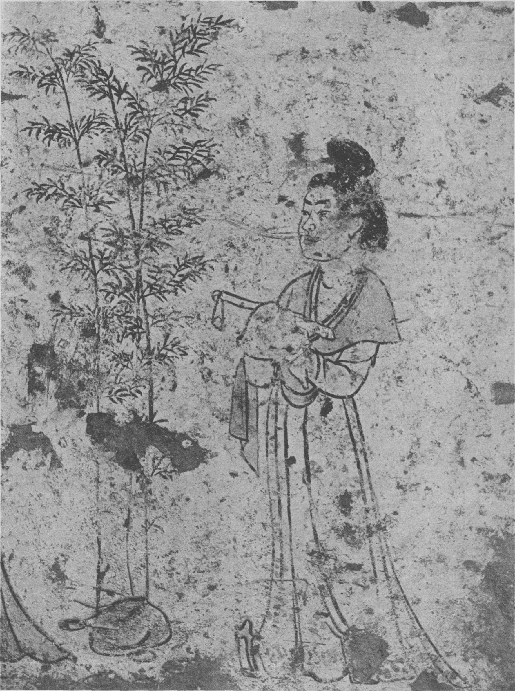 27.唐·李賢墓壁畫(huà)《侍女與竹》