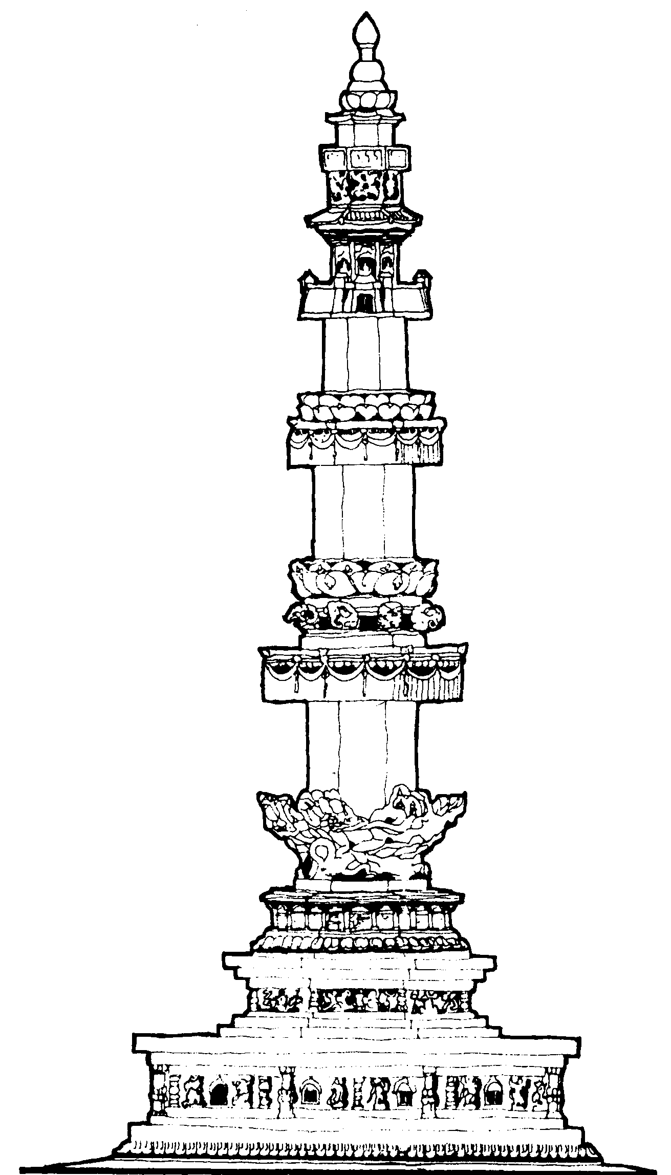 191 北宋河北趙縣陀羅尼經(jīng)幢上的蓮花圖案