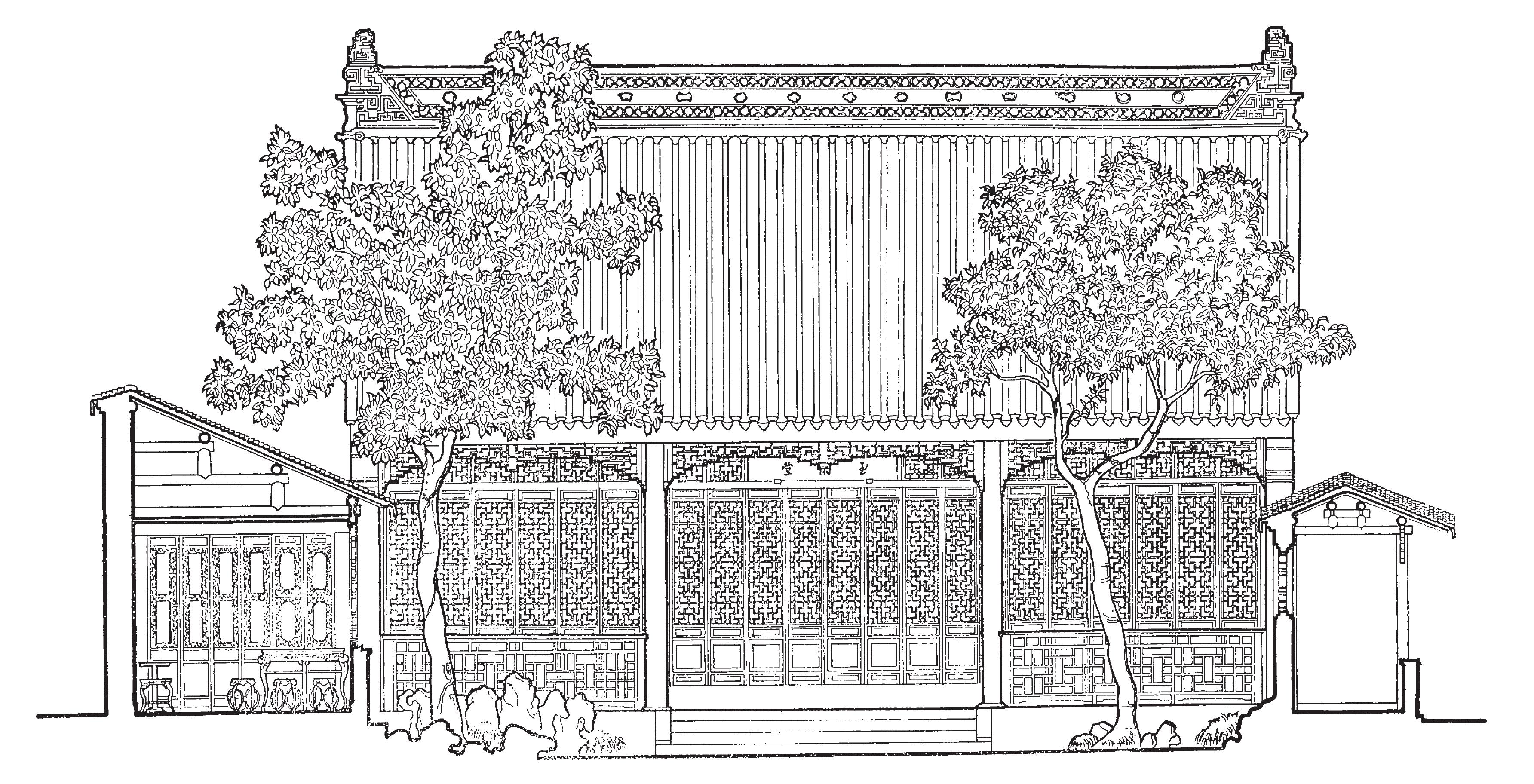 拙政園玉蘭堂庭院北視剖面