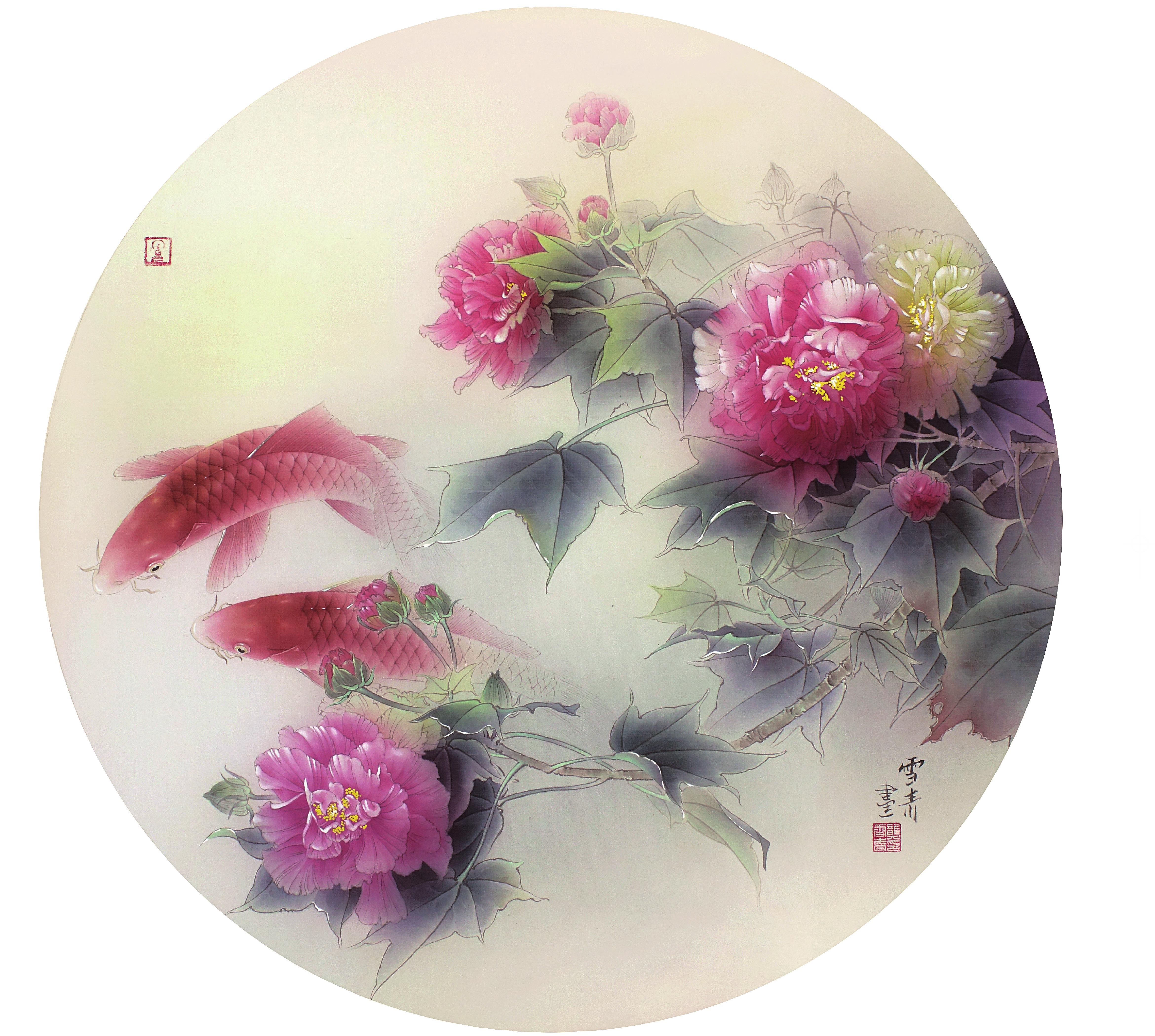 芙蓉錦鯉圖